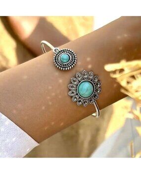 Bracelet Turquoise Bangle Wrist Cuff  Boho Native Southwest Trendy Stylish Fun